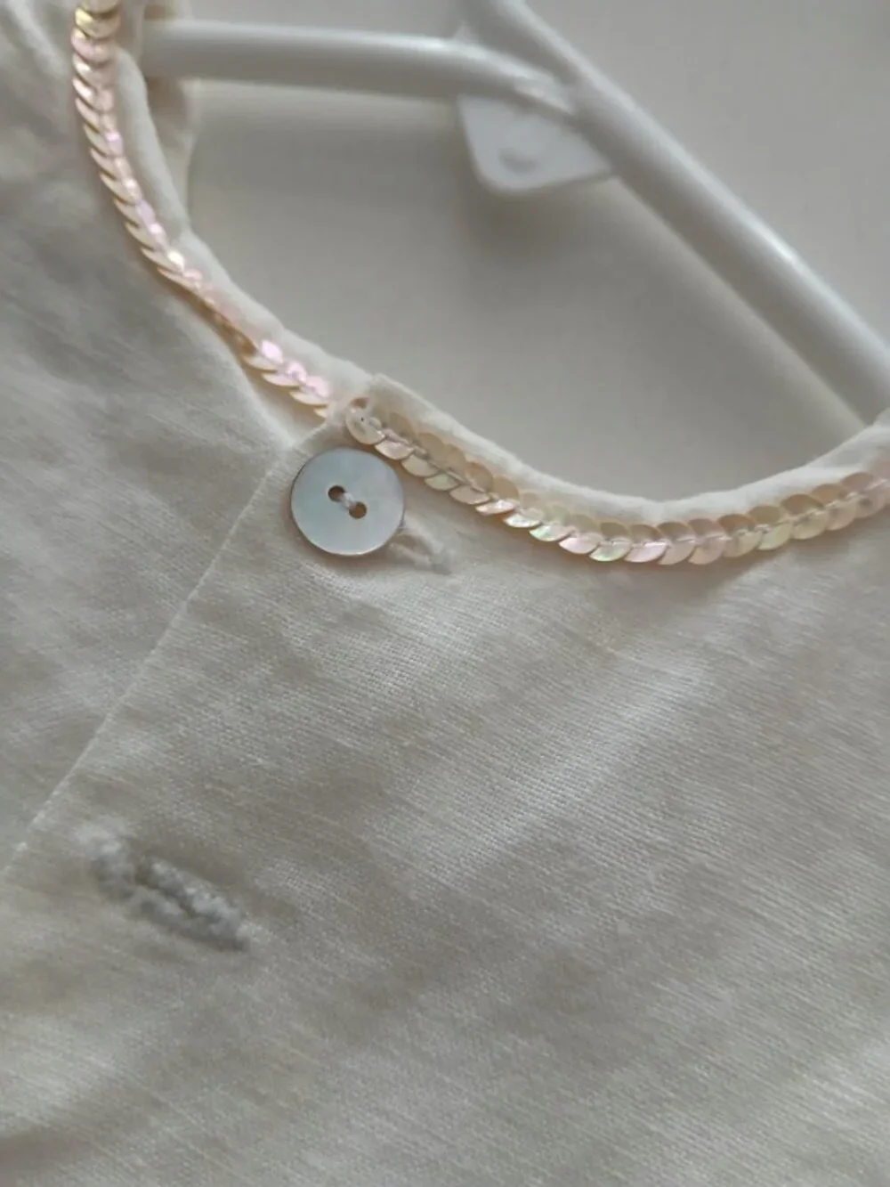 Lovely Linen and Tuille Baby Party Dress with Sequin Detail - Newborn - FRANCE
